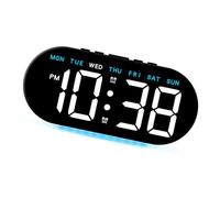 FANSHINUO Reloj despertador LED con pantalla LED grande, brillo ajustable y regulable para dormitorio u oficina