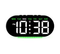 FANSHINUO Reloj despertador LED con pantalla LED grande, brillo ajustable y regulable para dormitorio u oficina
