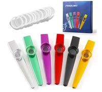 Fansjoy Kazoo Metal 6 Piezas, Kazoo Instrumento Profesional Aleación de Aluminio con 12 Membranas
