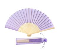 FANSOF.FANS Abanico de mano plegable de tela con borla de bambú de grado A para mujeres y niñas, fiesta de verano, eventos, cumpleaños, boda, regalo de recuerdo (morado lavanda)