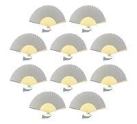 FANSOF.FANS - Paquete de 10 abanicos de tela con borla de bambú de grado A, para fiestas y bodas (color gris bebé)