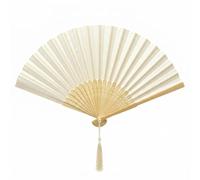 FANSOF. FANS Ventilador de tela de seda con una tassel grado A bambú costillas fiesta de boda favor ventilador de mano ((Beige marfil))