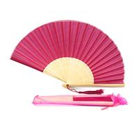 FANSOF. FANS Ventilador de tela de seda con una tassel grado A bambú costillas fiesta de boda favor ventilador de mano (Deep Pink)