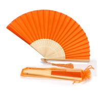 FANSOF. FANS Ventilador de tela de seda con una tassel grado A bambú costillas fiesta de boda favor ventilador de mano (Naranja)