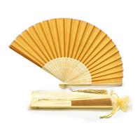 FANSOF. FANS Ventilador de tela de seda con una tassel grado A bambú costillas fiesta de boda favor ventilador de mano (Amarillo oro oscuro)