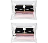 Fansoftiks 2 mini bolsas de maquillaje transparentes, pequeñas bolsas organizadoras de cosméticos de plástico PVC con cierre a presión, bolsas de cosméticos para viajes de vacaciones, bolsas de