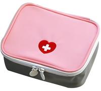 Fansoftiks Mini kit de primeros auxilios rosa, organizador portátil de emergencia para viajes, senderismo y coche, bolsa médica compacta al aire libre, estuche de medicamentos resistente al agua para