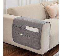 Fansu 2 Pieza Funda para Reposabrazos de Sofá, Funda para Reposacabezas para Sillón Reclinable, Organizador de Reposabrazos, Funda de Sillón Relax, Muebles Acolchado (Gris)