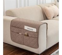 Fansu 2 Pieza Funda para Reposabrazos de Sofá, Funda para Reposacabezas para Sillón Reclinable, Organizador de Reposabrazos, Funda de Sillón Relax, Muebles Acolchado (Caqui)