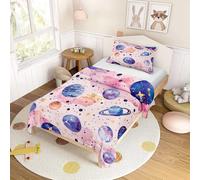 Fansu 2 Piezas Ropa de Cama Infantil de Microfibra Suave, Funda Nórdica para Cama 90/105/135 Diseño Cielo Estrellado Fantasía (1 Funda de edredón + 1 Funda de Almohada) (Rosa,135x200cm)