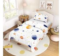Fansu 2 Piezas Ropa de Cama Infantil de Microfibra Suave, Funda Nórdica para Cama 90/105/135 Diseño Cielo Estrellado Fantasía (1 Funda de edredón + 1 Funda de Almohada) (Blanco,100x135cm)