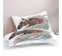 Fansu 3D Funda de Almohada 50x75cm de Microfibra, Rectangular Juego de 2 Fundas Almohadas con Cierre de sobre Transpirable Suave Antiarrugas Elegantes y Cómodas (Caballo geométrico)