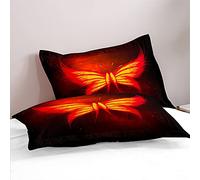 Fansu 3D Funda de Almohada 50x75cm de Microfibra, Rectangular Juego de 2 Fundas Almohadas con Cierre de sobre Transpirable Suave Antiarrugas Elegantes y Cómodas (Mariposa roja)