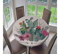 Fansu 3D Manteles de Mesa Redonda de Tela, Impermeable Antimanchas Comedor Planta Flor Impresión Decorar Manteles para Cocina/Cena/Picnic Decoración (Plantas Verdes,150cm)