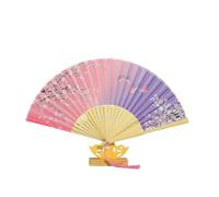 FANSU Abanico de Mano Plegable 2/4/6/8 Piezas abanicos de Madera Abanicos Boda para Invitados Vintage Estilo Chino Ventiladores para Verano Bodas Baile Decoración Colorido (Morado,2 Piezas)