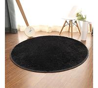 Fansu Alfombra Shaggy Grande para Salón Comedor Dormitorio, Ronda Color Sólido Pelo Largo Mullida Super Suave Interior Moderno Lavado Antideslizantes Peludas Alfombrilla (Negro,120cm)