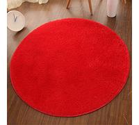 Fansu Alfombra Shaggy Grande para Salón Comedor Dormitorio, Ronda Color Sólido Pelo Largo Mullida Super Suave Interior Moderno Lavado Antideslizantes Peludas Alfombrilla (Rojo,100cm)