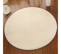 Fansu Alfombra Shaggy Grande para Salón Comedor Dormitorio, Ronda Color Sólido Pelo Largo Mullida Super Suave Interior Moderno Lavado Antideslizantes Peludas Alfombrilla (Blanco Crema,80cm)