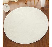 Fansu Alfombra Shaggy Grande para Salón Comedor Dormitorio, Ronda Color Sólido Pelo Largo Mullida Super Suave Interior Moderno Lavado Antideslizantes Peludas Alfombrilla (Blanco,100cm)