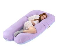 FANSU Almohada de Embarazo para Dormir, Multiusos Almohada Embarazada Almohada de Lactancia en U Desenfundable & Lavable en Lavadora para Dormir de Lado (150x80cm,Morado azul)