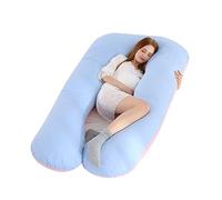 FANSU Almohada de Embarazo para Dormir, Multiusos Almohada Embarazada Almohada de Lactancia en U Desenfundable & Lavable en Lavadora para Dormir de Lado (130x70cm,Azul morado)
