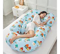 FANSU Almohada de Embarazo para Dormir, Multiusos Vellón Almohada Embarazada Almohada de Lactancia en U Desenfundable & Lavable en Lavadora para Dormir de Lado (80x110x180cm,Casa)