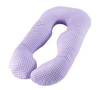 FANSU Almohada de Embarazo para Dormir, Multiusos Vellón Almohada Embarazada Almohada de Lactancia en U Desenfundable & Lavable en Lavadora para Dormir de Lado (140x75cm,Morado claro)
