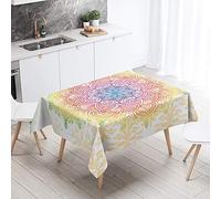 Fansu Antimanchas Mantel para Mesa Rectangular, Mandala impresión 3D Mantel Impermeable Lavable Poliéster - Adecuado para Decorar Cocina Comedor Salón (Degradado,140x160cm)