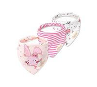 Fansu Bebé Bandana Baberos Set, 3pcs 100% Algodón Orgánico Suaves y Súper Absorbentes Bandana Hipoalergenico Hebilla Ajustable y Forro Saliva Toalla Recién Nacido (Conejo)
