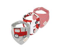 Fansu Bebé Bandana Baberos Set, 3pcs 100% Algodón Orgánico Suaves y Súper Absorbentes Bandana Hipoalergenico Hebilla Ajustable y Forro Saliva Toalla Recién Nacido (Tractor Rojo)