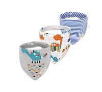 Fansu Bebé Bandana Baberos Set, 3pcs 100% Algodón Orgánico Suaves y Súper Absorbentes Bandana Hipoalergenico Hebilla Ajustable y Forro Saliva Toalla Recién Nacido (Dinosaurio)