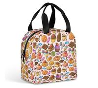 Fansu Bolsa Termica Porta Alimentos, Impresiones del té de la tarde Ligera Bolsa de Almuerzo Aislamiento Térmico para Comida, Ideal para Trabajo, Viajes, Oficina, Picnic (Multicolor,22x20x13cm)