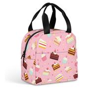 Fansu Bolsa Termica Porta Alimentos, Impresiones del té de la tarde Ligera Bolsa de Almuerzo Aislamiento Térmico para Comida, Ideal para Trabajo, Viajes, Oficina, Picnic (Rosa,22x20x13cm)