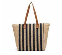 Fansu Bolso de Hombro de Paja Mujer Verano Estilo Arcoíris | Bolso de Mano de Playa Verano Grande y Ligero Tejido a Mano Shopper Totes con Cremallera para Playa Vacaciones Viaje Diario