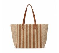 Fansu Bolso de Hombro de Paja Mujer Verano Estilo Arcoíris | Bolso de Mano de Playa Verano Grande y Ligero Tejido a Mano Shopper Totes con Cremallera para Playa Vacaciones Viaje Diario