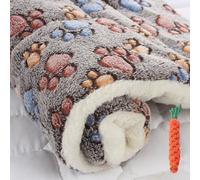 Fansu Cama Perro Lavable Cama Gato Franela Lambswool Colchoneta Perro Esponjoso, Anti Ansiedad Cojín Cálida Cama para Mascotas,Cama Perros,Cachorros y Gatitos (49x32cm,Huellas)