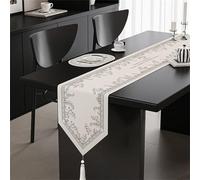 FANSU Camino de Mesa, Centro de Mesa Decorativo Salon con Borlas, Camino de Mesa Flores Centro de Mesa Lavable Decoracion Mesa Comedor para Aparador Mesa Cocina Fiestas (Gris Claro,30x120cm)