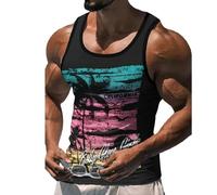 Fansu Camiseta Tirantes Hombre Verano, Impresiones 3D Divertidas Camiseta Sin Mangas Casual Talla Grande Ligera y Transpirable para Deporte Gym Running (Gris Oscuro,XXL)