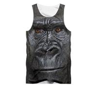 Fansu Camiseta Tirantes Hombre Verano, Impresiones 3D Divertidas Camiseta Sin Mangas Casual Talla Grande Ligera y Transpirable para Deporte Gym Running (Orangután,XXL)