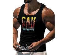 Fansu Camiseta Tirantes Hombre Verano, Impresiones 3D Divertidas Camiseta Sin Mangas Casual Talla Grande Ligera y Transpirable para Deporte Gym Running (Negro,XXL)