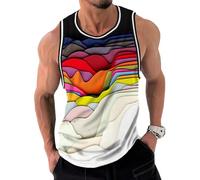 Fansu Camiseta Tirantes Hombre Verano, Impresiones 3D Divertidas Camiseta Sin Mangas Casual Talla Grande Ligera y Transpirable para Deporte Gym Running (Color arcoíris,XXL)