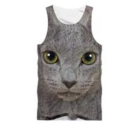Fansu Camiseta Tirantes Hombre Verano, Impresiones 3D Divertidas Camiseta Sin Mangas Casual Talla Grande Ligera y Transpirable para Deporte Gym Running (Gato,XXL)