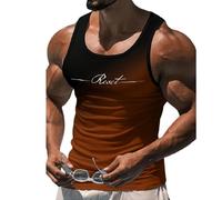 Fansu Camiseta Tirantes Hombre Verano, Impresiones 3D Divertidas Camiseta Sin Mangas Casual Talla Grande Ligera y Transpirable para Deporte Gym Running (Marrón,XXL)