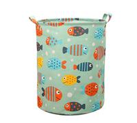 Fansu Cesto Ropa Sucia Plegable, Cestos para la Colada con Asas Impermeable Redondo, Cestos Almacenaje de Tela para Guardar Juguetes y Ropa Sucia en el Dormitorio/Baño (35x45cm 1 pc,Poisson Vert)