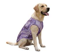 FANSU Chaleco Refrescante para Perros, Camiseta de Hielo Transpirable de Alta Elasticidad, Chaleco Refrigerante Perro y Gatos para Paseos Veraniegos,Impresión (Morado,XXL)