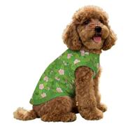 FANSU Chaleco Refrescante para Perros, Camiseta de Hielo Transpirable de Alta Elasticidad, Chaleco Refrigerante Perro & Gatos para Paseos Veraniegos,Impresión Flores (Verde,S)