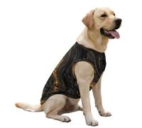 FANSU Chaleco Refrescante para Perros, Camiseta de Hielo Transpirable de Alta Elasticidad, Chaleco Refrigerante Perro y Gatos para Paseos Veraniegos,Impresión (Negro Amarillo,3XL)