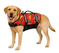 FANSU Chaleco Salvavidas para Perros con Asa de Rescate, Chaleco de Flotación Reflectante para Piscina y Playa, Ajustable para Perros Pequeños, Medianos y Grandes (XL,Estilo Chino)