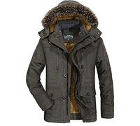 Fansu Chaqueta con Capucha Hombre, Otoño e Invierno Calentar Talla Grande Cierre de Cremallera Chaquetón Bolsillo con Cremallera Poliéster Abrigo Estilo Diario (Ejercito Verde,XXL)