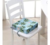 FANSU Cojín Alzador de Asiento para Niños, Dibujos animados Impresión de Flamenco Silla Bebe Cojines Infantiles per Silla Comer, Bebé Cojines Elevador Silla de Viaje (40x40x10cm,Palmera de cocos)